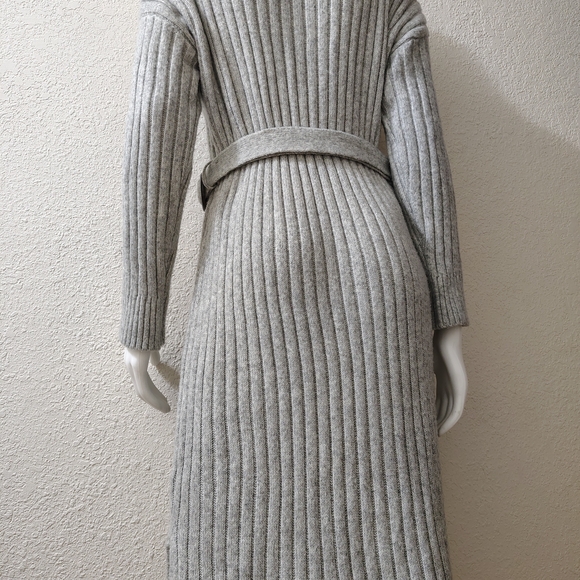 Tahari Light Gray Ribbed Maxi Dress - Picture 5 of 10